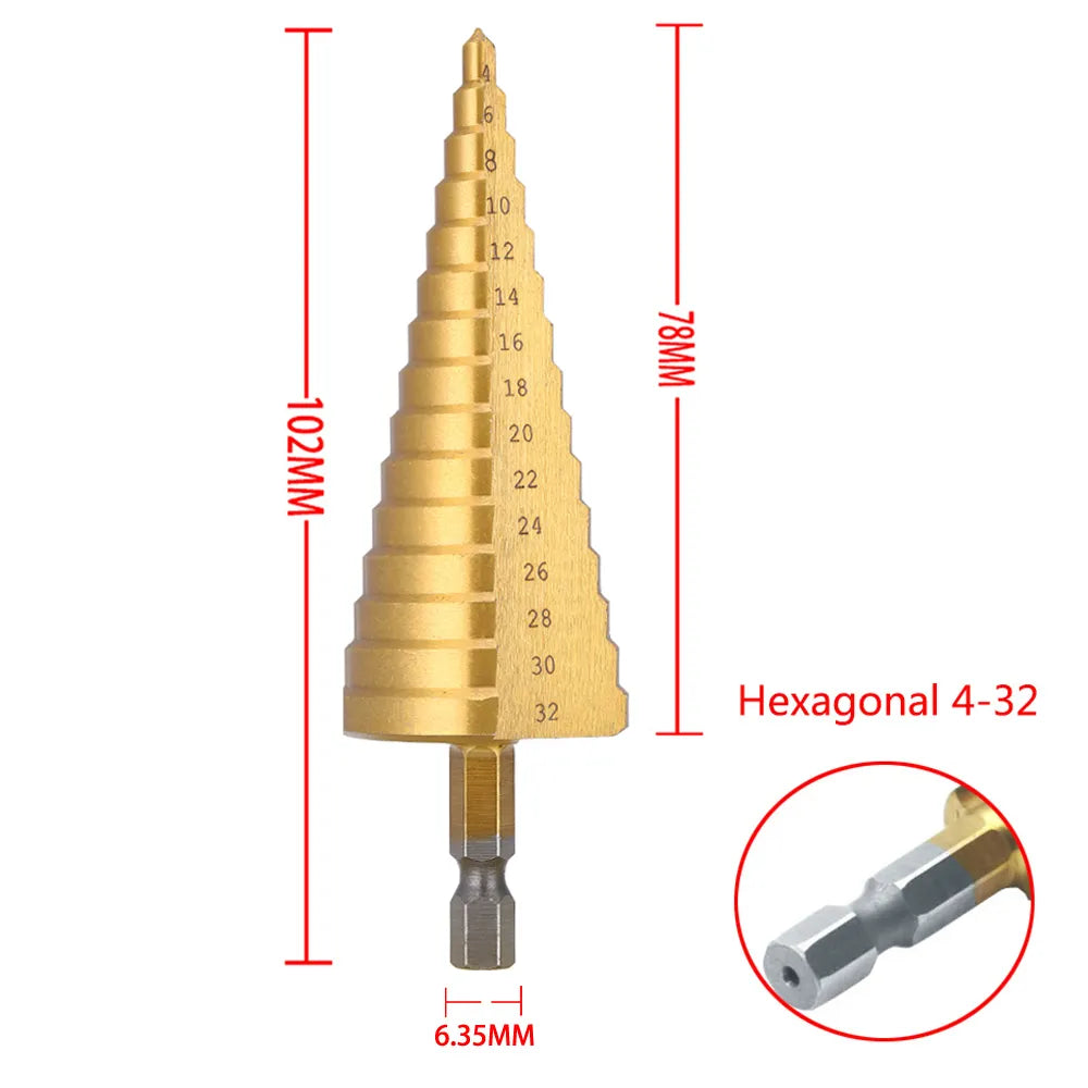 4-32 mm 4-20 mm HSS Titanium Coated Step Drill