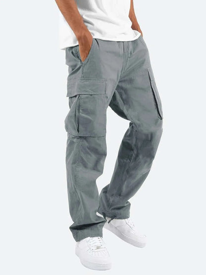 Men's cargo pants drawstring multi pocket pants