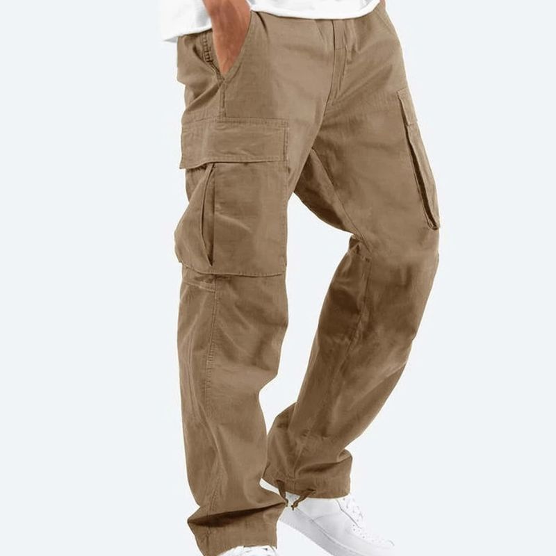 Men's cargo pants drawstring multi pocket pants