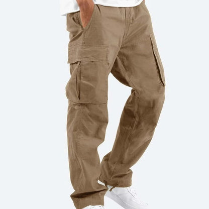 Men's cargo pants drawstring multi pocket pants