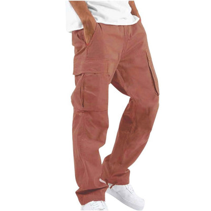 Men's cargo pants drawstring multi pocket pants